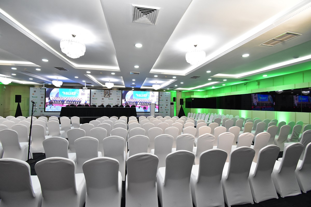 Conference hall prepared for a summit session